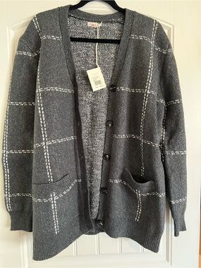 Faherty Harwyn Cardigan Sweater - Dune Windowpane NWT